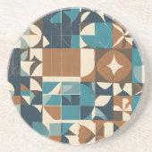 Dark Blue, Teal, Brown, and Tan Geometric Pattern Getränkeuntersetzer (Vorne)