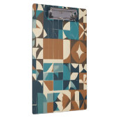 Dark Blue, Teal, Brown, and Tan Geometric Pattern Klemmbrett (Rechts)