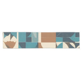 Dark Blue, Teal, Brown, and Tan Geometric Pattern Kurzer Tischläufer (Horizontal)