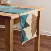 Dark Blue, Teal, Brown, and Tan Geometric Pattern Kurzer Tischläufer (Beispiel)