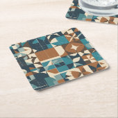 Dark Blue, Teal, Brown, and Tan Geometric Pattern Rechteckiger Pappuntersetzer (angewinkelt)