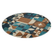 Dark Blue, Teal, Brown, and Tan Geometric Pattern Schneidebrett (Ecke)
