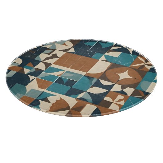Dark Blue, Teal, Brown, and Tan Geometric Pattern Schneidebrett (Ecke)