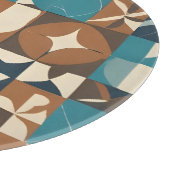 Dark Blue, Teal, Brown, and Tan Geometric Pattern Schneidebrett (Ecke)
