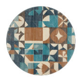 Dark Blue, Teal, Brown, and Tan Geometric Pattern Schneidebrett (Vorderseite)