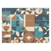 Dark Blue, Teal, Brown, and Tan Geometric Pattern Tischdecke (Vorderseite (Horizontal))