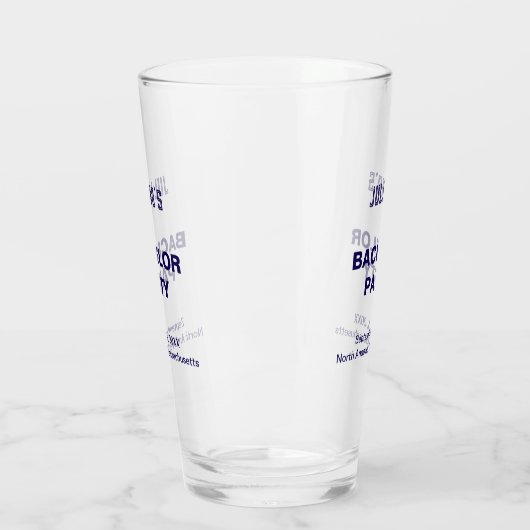 Dark Blue Text Bachelor Party Glass Cup Glas (Links)