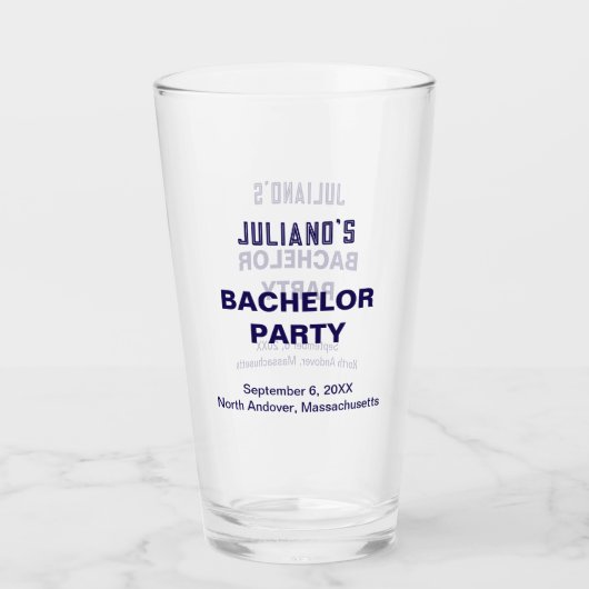 Dark Blue Text Bachelor Party Glass Cup Glas (Vorderseite)