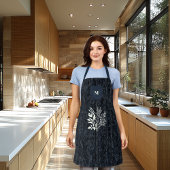 Dark Blue Textured Fabric mit Herb Motif Modern Schürze