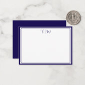  Dark Blue three Border Monogram Note Card Mitteilungskarte (Vorderseite/Rückseite Beispiel)