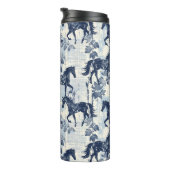 Dark Blue Toile Pferde Racing Thermosbecher (Nach rechts gedreht)