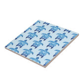 Dark Blue Tribal Honu Turtles Fliese (Seite)