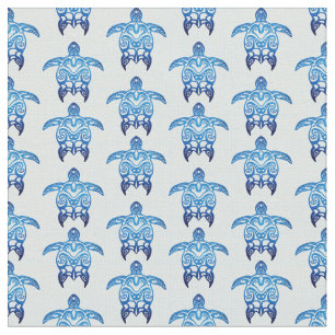 Dark Blue Tribal Honu Turtles Stoff