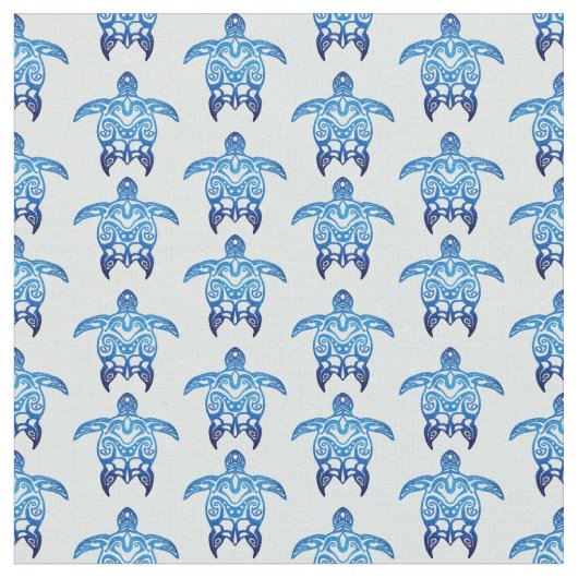Dark Blue Tribal Honu Turtles Stoff (Nahaufnahme)
