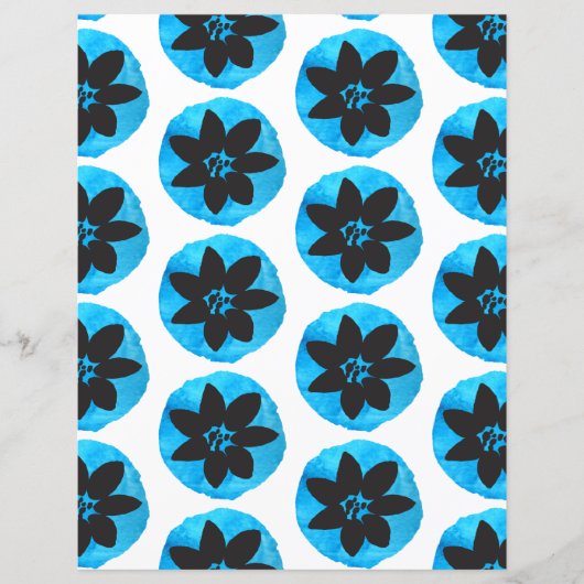 Dark Blue Tropical Blume Scrapbook Paper (Vorderseite)