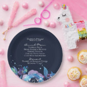 Dark Blue Twilight Floral Watercolor Wedding Pappteller (Party)