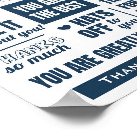 Dark Blue Typografy Vielen Dank Poster (Ecke)