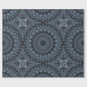 Dark Blue und Black Mandala Design Geschenkpapier (Flach)