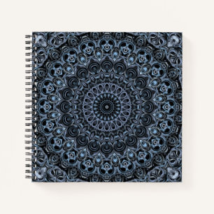 Dark Blue und Black Mandala Design Notizblock