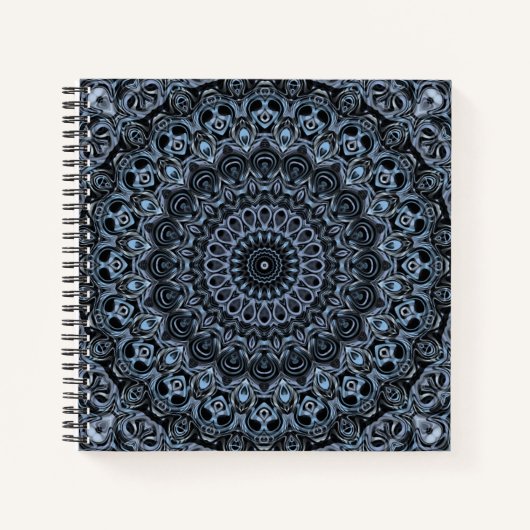 Dark Blue und Black Mandala Design Notizblock (Vorderseite)
