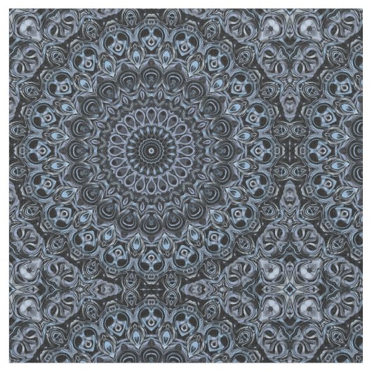 Dark Blue und Black Mandala Design Stoff (Nahaufnahme)