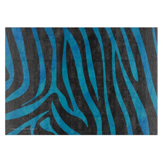 Dark Blue und Black Zebra Print Cutting Board Schneidebrett (Vorderseite)