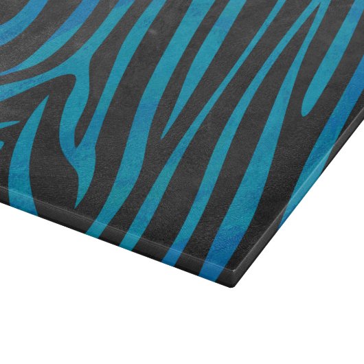 Dark Blue und Black Zebra Print Cutting Board Schneidebrett (Ecke)