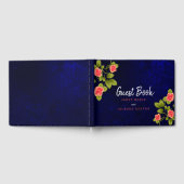 Dark Blue und Coral Rose Gästebuch (Voll)