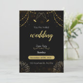 Dark Blue und Gold Einfache Party Einladung Hochze (Stehend Vorderseite)