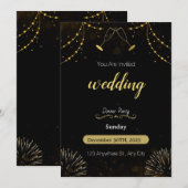 Dark Blue und Gold Einfache Party Einladung Hochze (Vorne/Hinten)