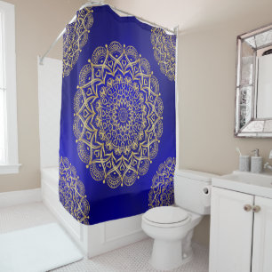 Dark Blue und Gold Elegant Duschvorhang