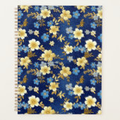 Dark Blue und Gold Floral Chiyogami Planner Planer (Vorderseite)