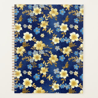 Dark Blue und Gold Floral Chiyogami Planner Planer