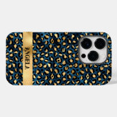 Dark Blue und Gold Leopard Glamourous Case-Mate iPhone Hülle (Rückseite (Horizontal))