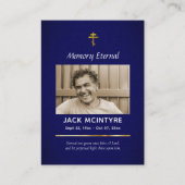 Dark Blue und Gold Orthodox Beerdigungskarte Platzkarte (Vorderseite)