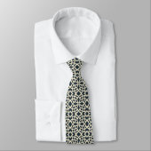 Dark Blue und Ivory Geometric Pattern - Modernes Krawatte (Gebunden)