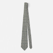 Dark Blue und Ivory Geometric Pattern - Modernes Krawatte (Vorderseite)