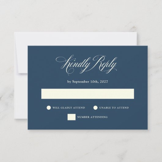 Dark Blue und Ivory | Italienische Hochzeit RSVP Karte (Vorderseite)