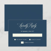 Dark Blue und Ivory | Italienische Hochzeit RSVP Karte (Vorne/Hinten)