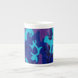 Dark Blue und Lila Camouflage Bone China Tasse