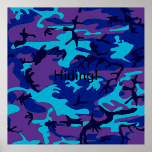 Dark Blue und Lila Camouflage Poster