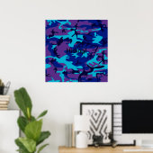 Dark Blue und Lila Camouflage Poster (Heimbüro)