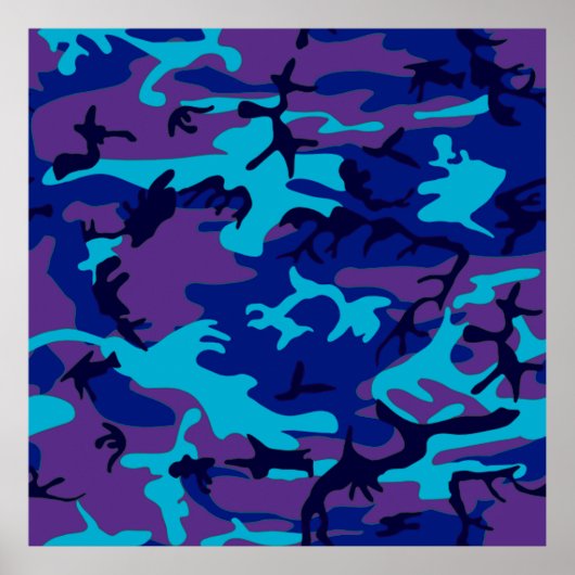 Dark Blue und Lila Camouflage Value Poster (Vorne)