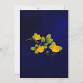 Dark Blue und Marigold Yellow Rose Wedding Einladung (Rückseite)
