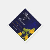 Dark Blue und Marigold Yellow Rose Wedding Serviette (Ecke)