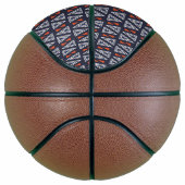 Dark Blue und Red Geometric Triangle Pattern Basketball (Rechts)