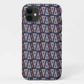 Dark Blue und Red Geometric Triangle Pattern Case-Mate iPhone Hülle (Rückseite)