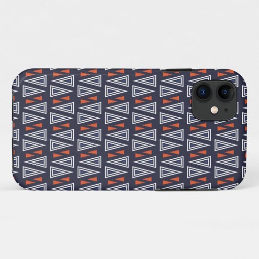 Dark Blue und Red Geometric Triangle Pattern Case-Mate iPhone Hülle (Rückseite (Horizontal))