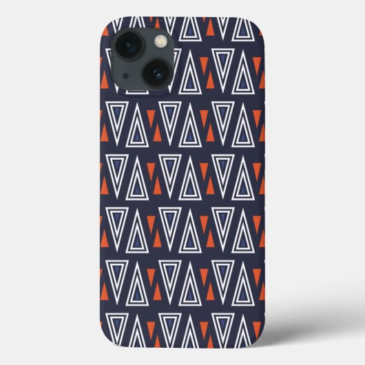 Dark Blue und Red Geometric Triangle Pattern Case-Mate iPhone Hülle (Rückseite)