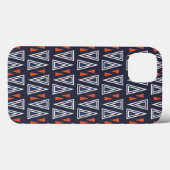 Dark Blue und Red Geometric Triangle Pattern Case-Mate iPhone Hülle (Rückseite (Horizontal))